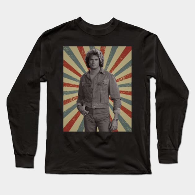 David Hasselhoff Long Sleeve T-Shirt by LivingCapital 